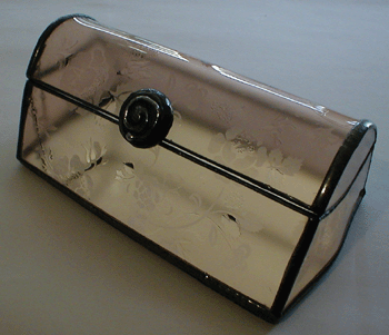 jewelry box with copper floral pattern